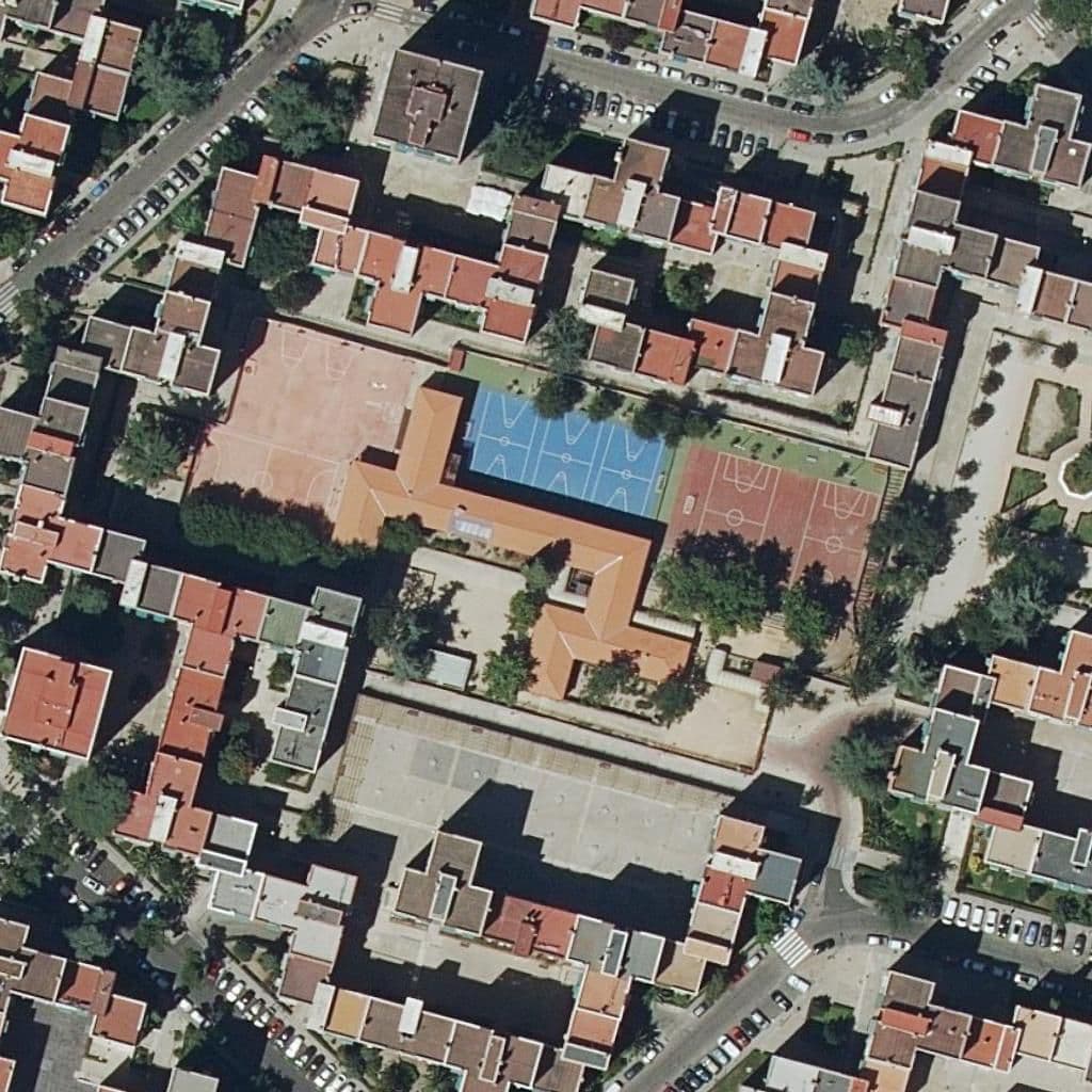 Aerial view of the grounds of N S Del Pilar