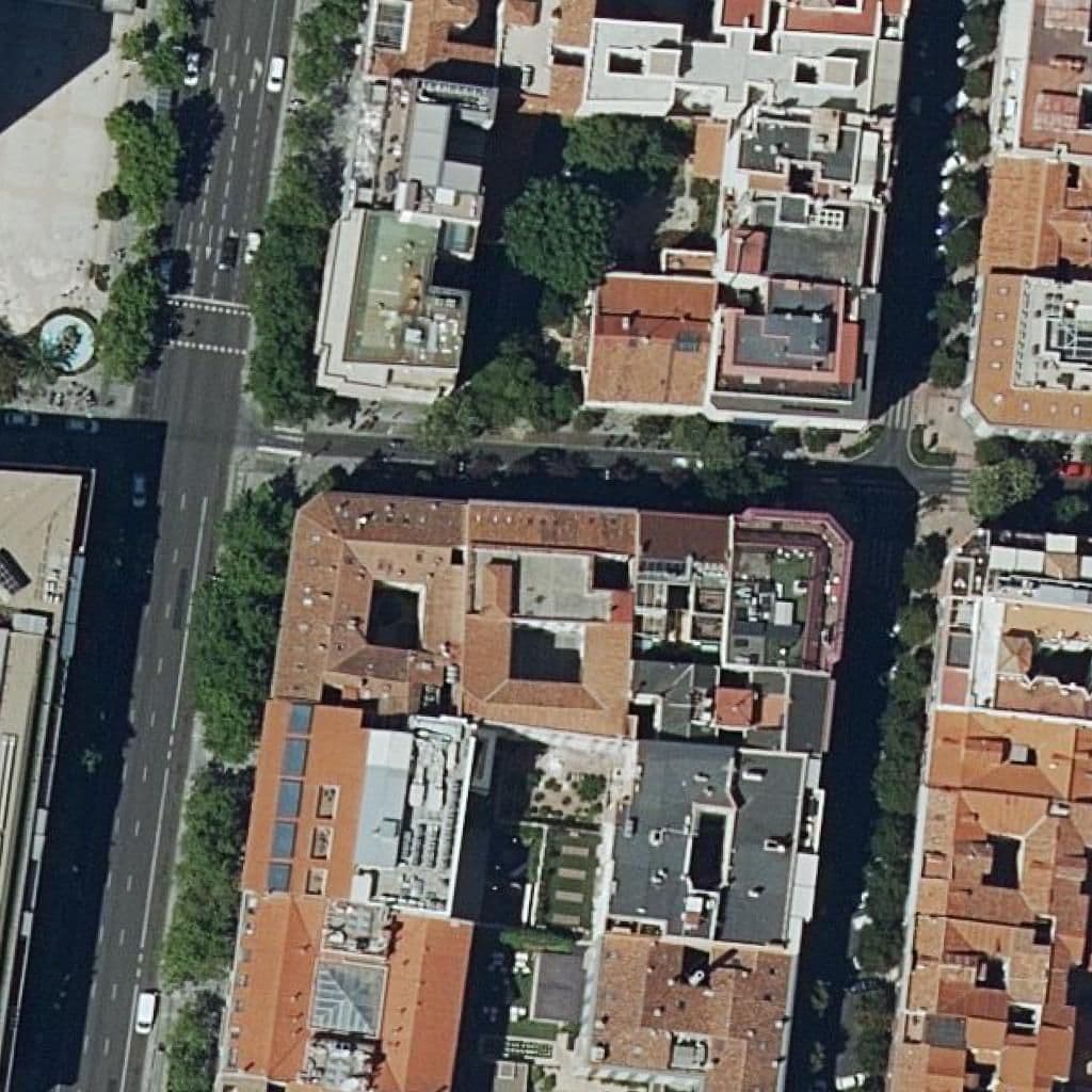 Aerial view of the grounds of Santisimo Rosario