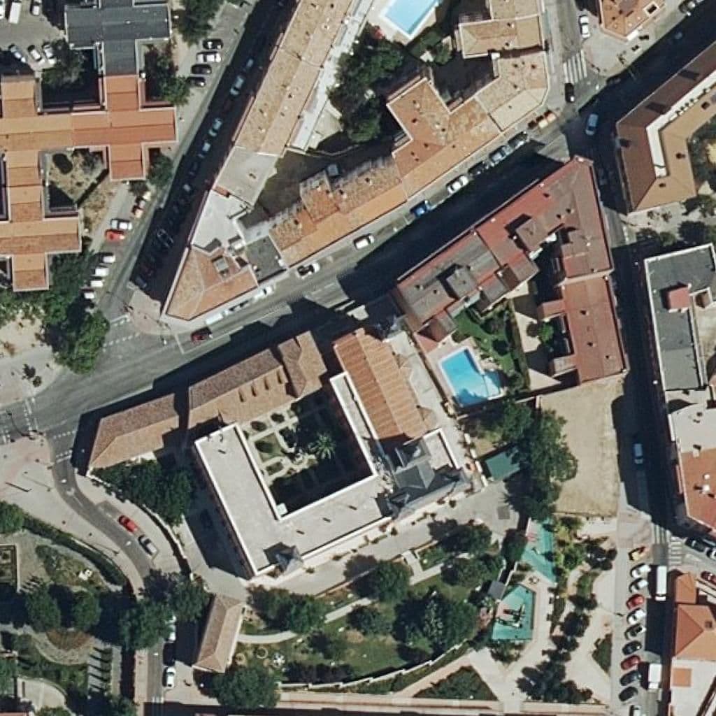 Aerial view of the grounds of Santo Angel De La Guarda