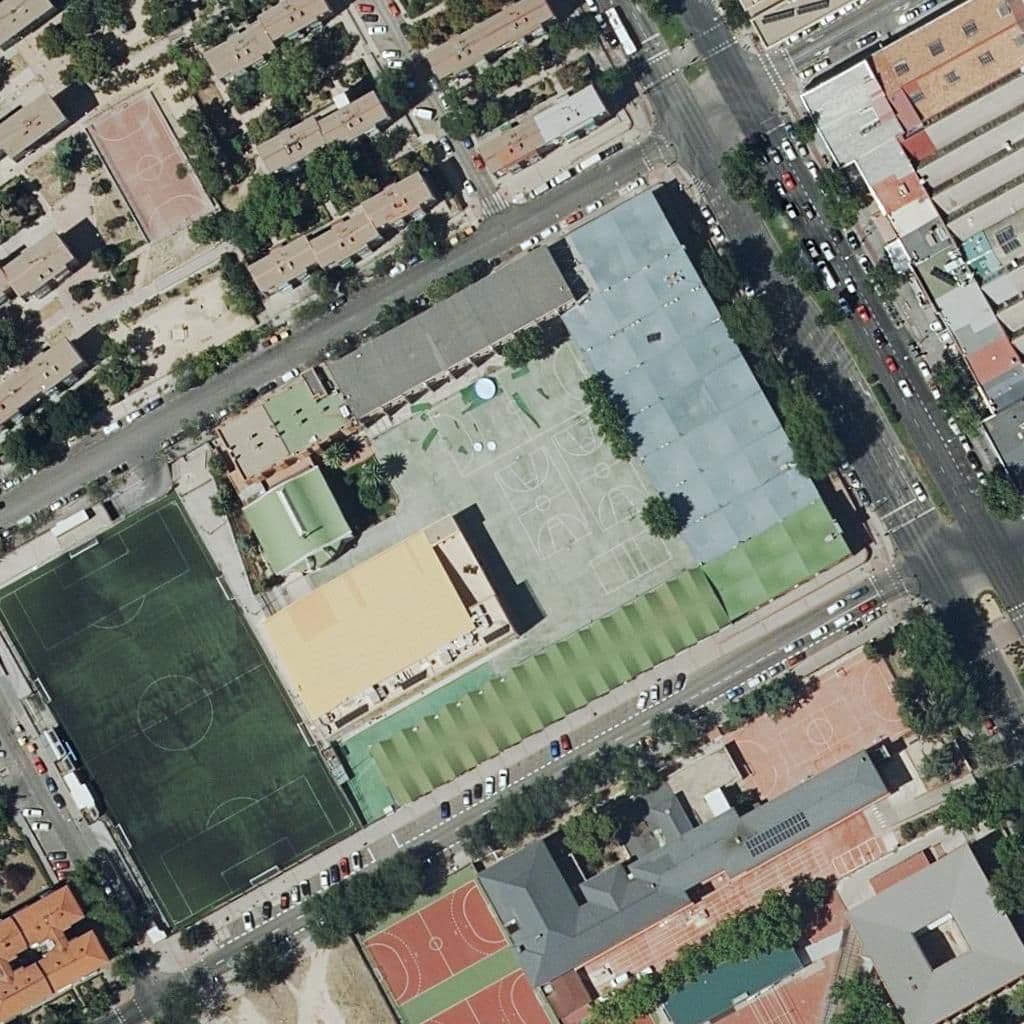 Aerial view of the grounds of Santo Domingo Savio