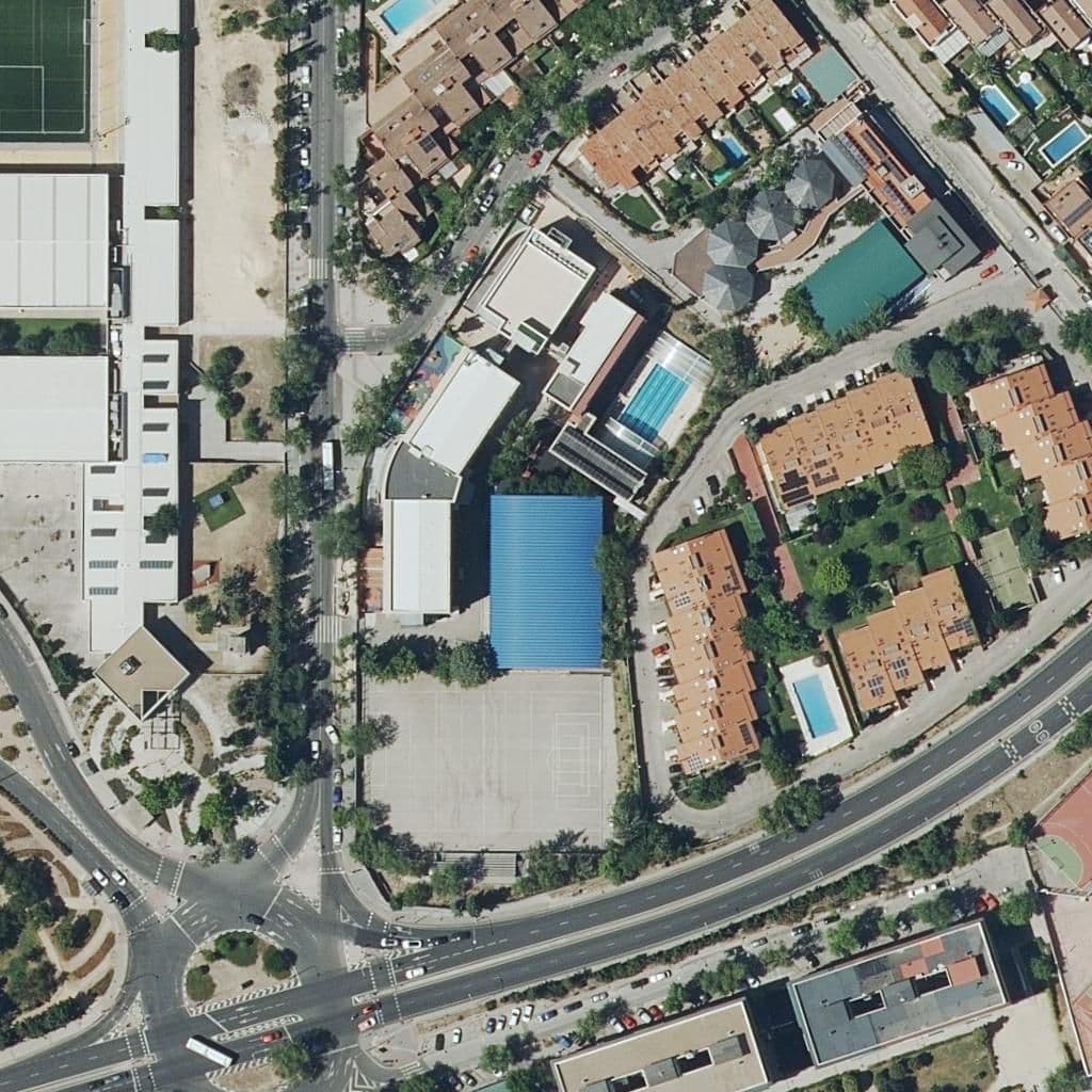 Aerial view of the grounds of Colegio Virgen De Mirasierra