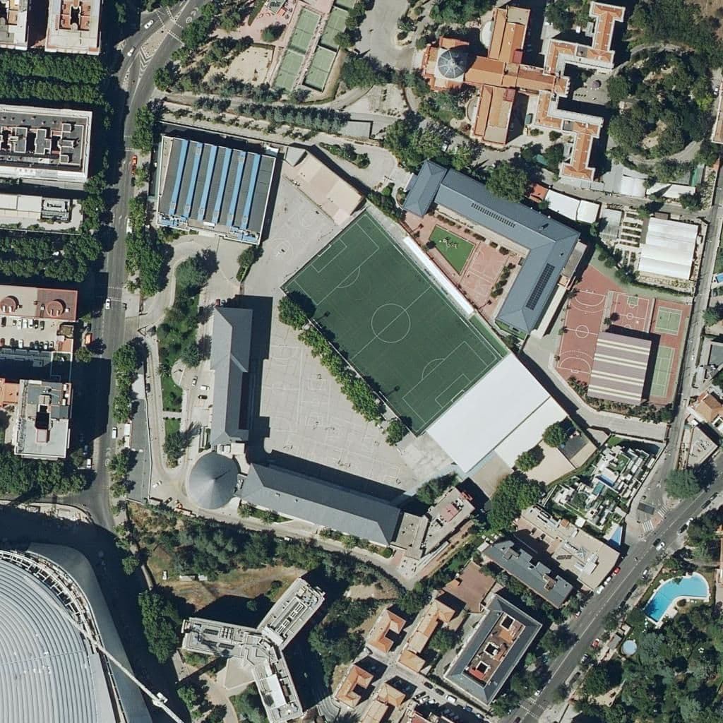 Aerial view of the grounds of San Agustin
