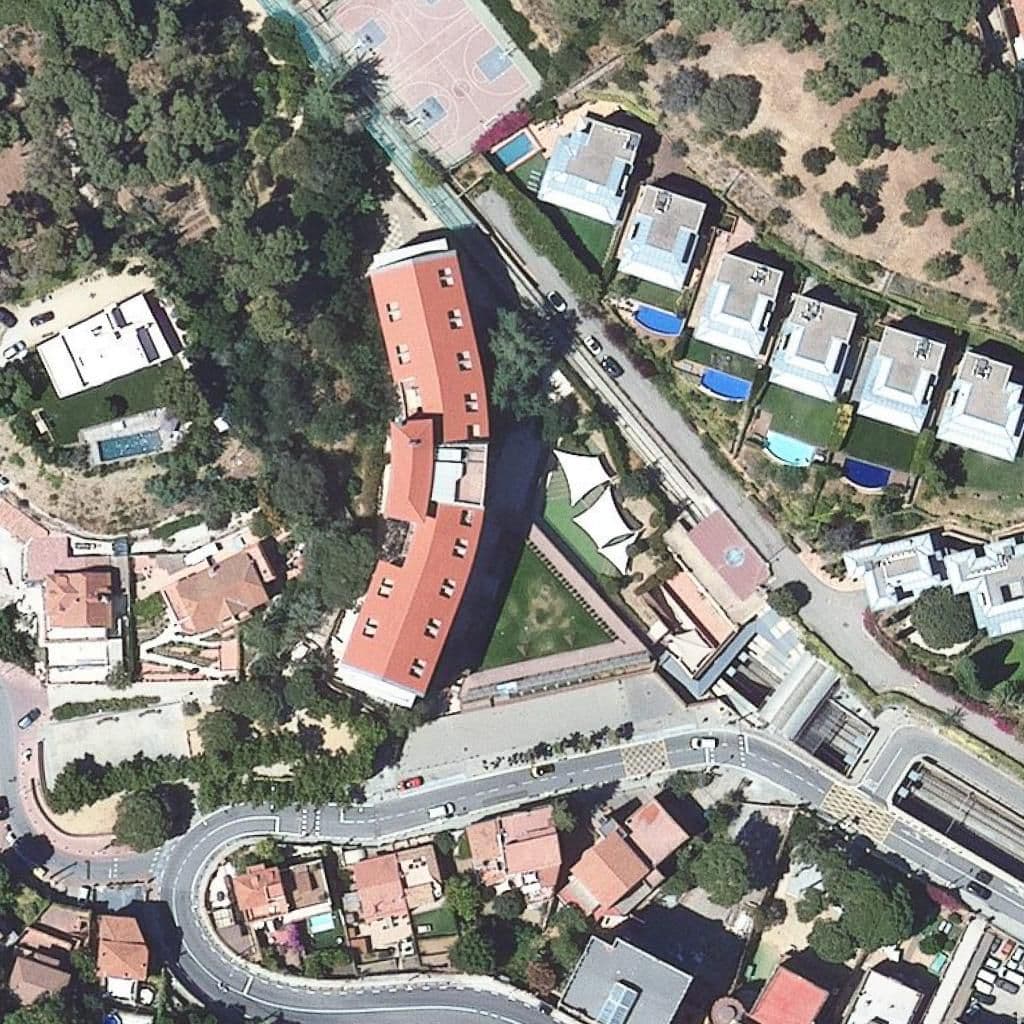 Aerial view of the grounds of Taiga