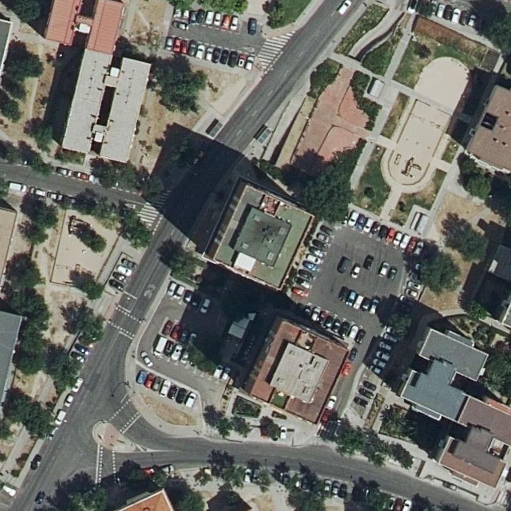 Aerial view of the grounds of San Juan Bautista