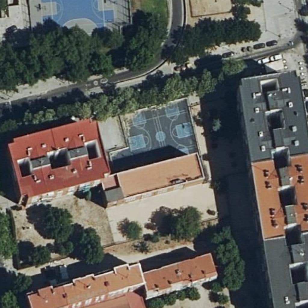 Aerial view of the grounds of San Alberto Magno