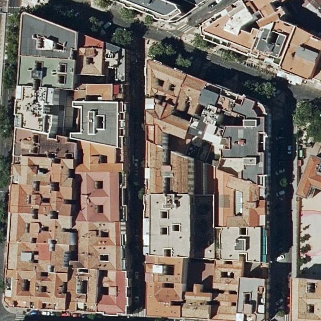 Aerial view of the grounds of Santa Maria Y San Francisco