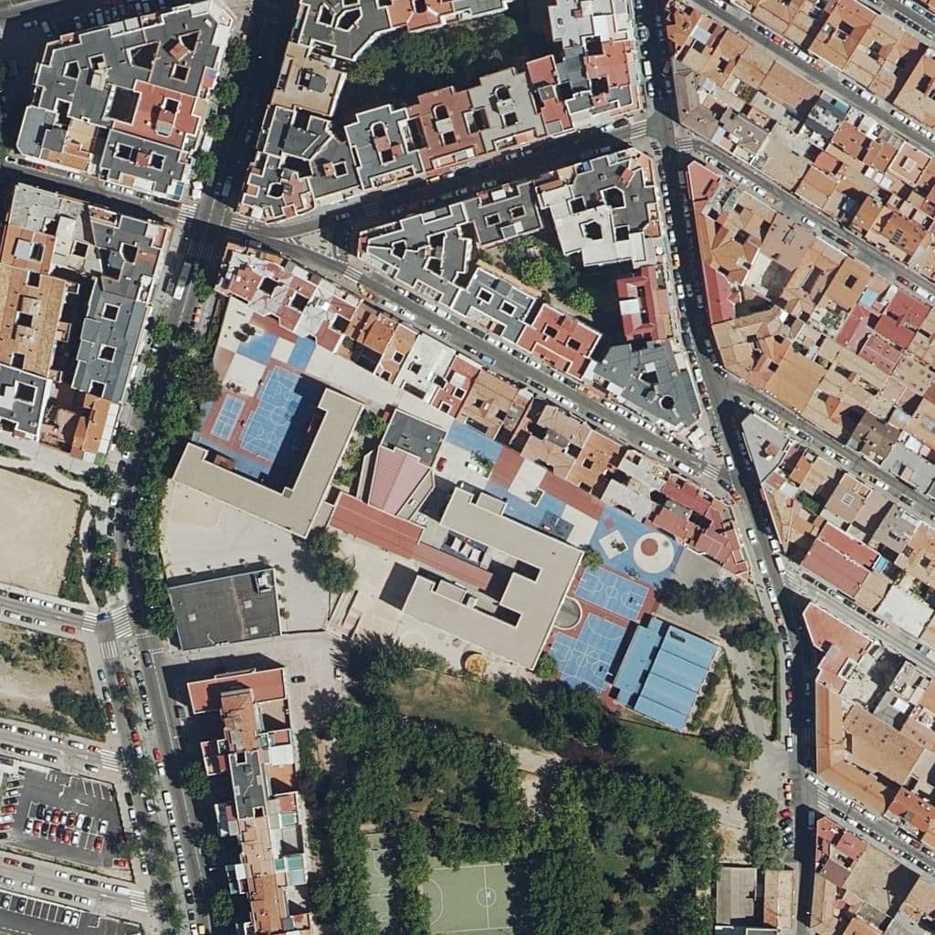 Aerial view of the grounds of La Milagrosa
