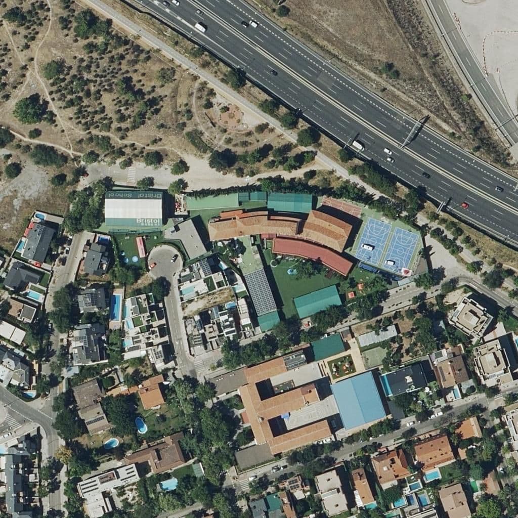 Aerial view of the grounds of Bristol
