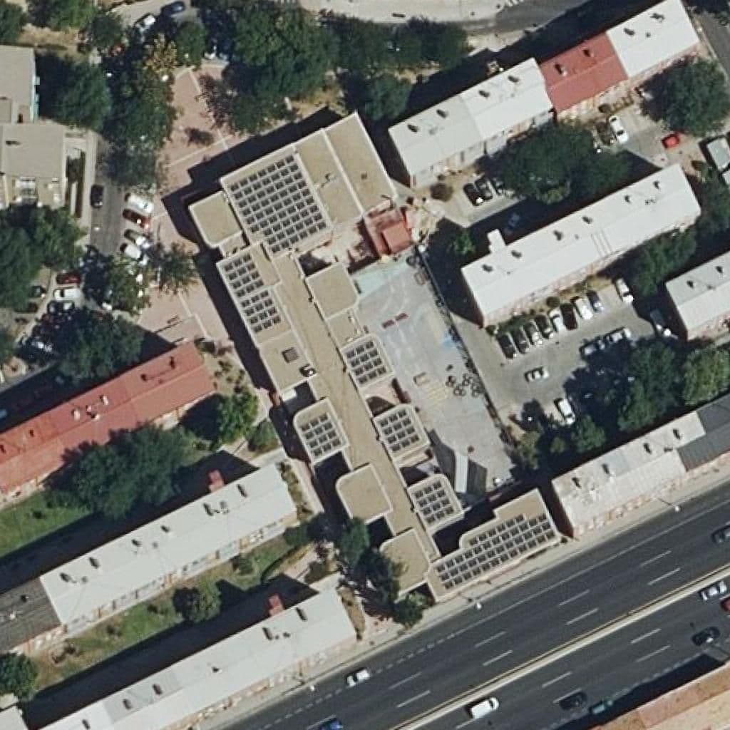 Aerial view of the grounds of Lourdes