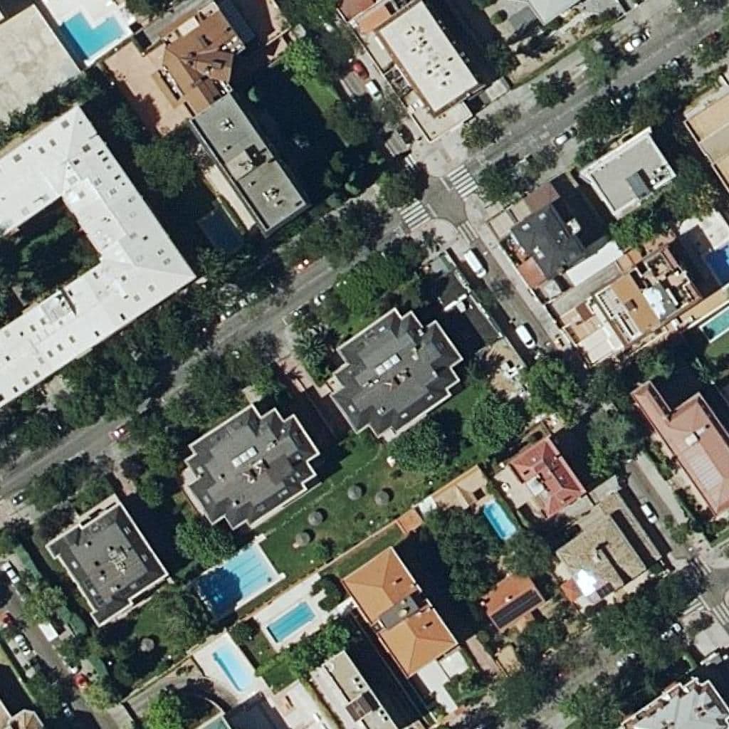 Aerial view of the grounds of San Juan Bautista