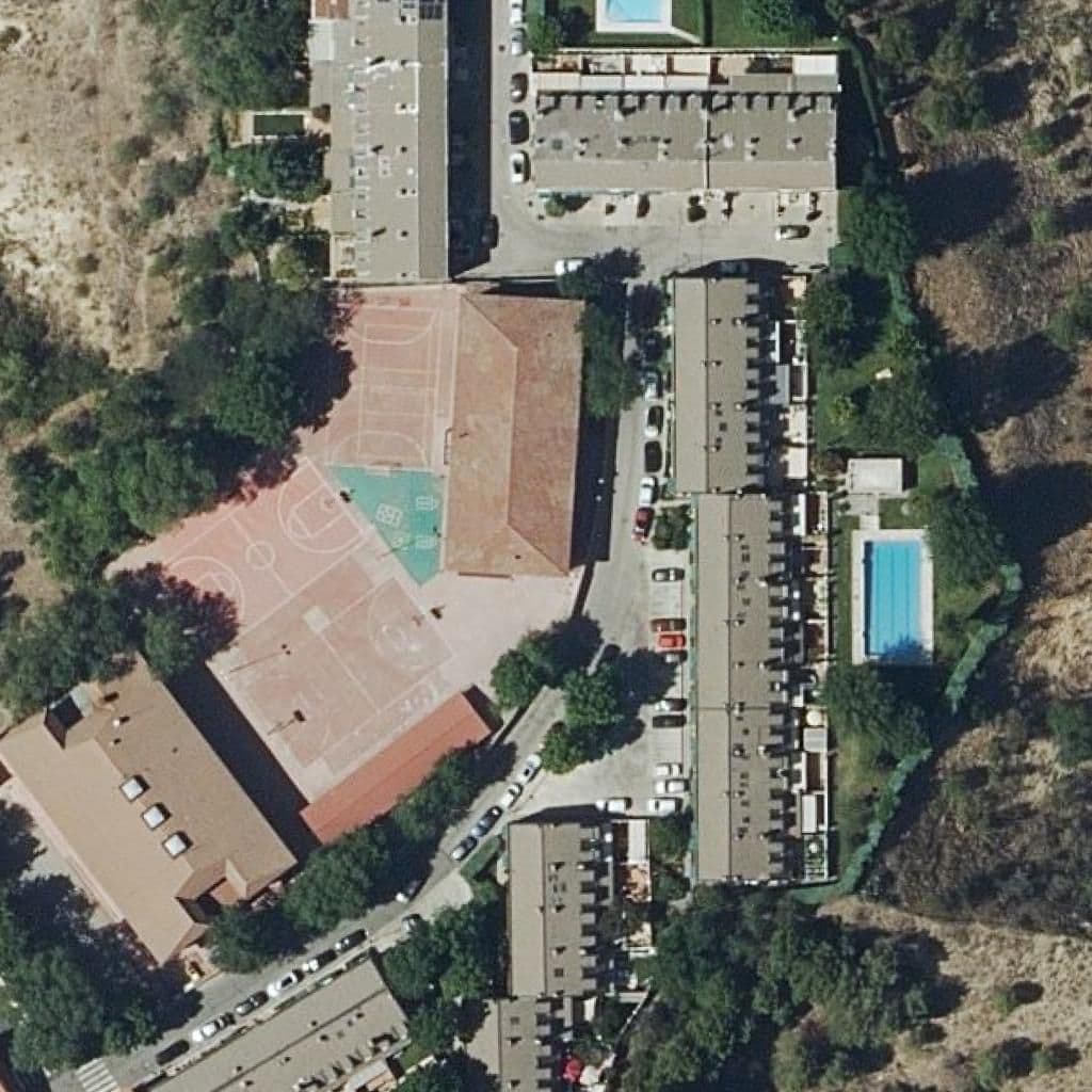 Aerial view of the grounds of Virgen De La Ribera Fund. Hnos.