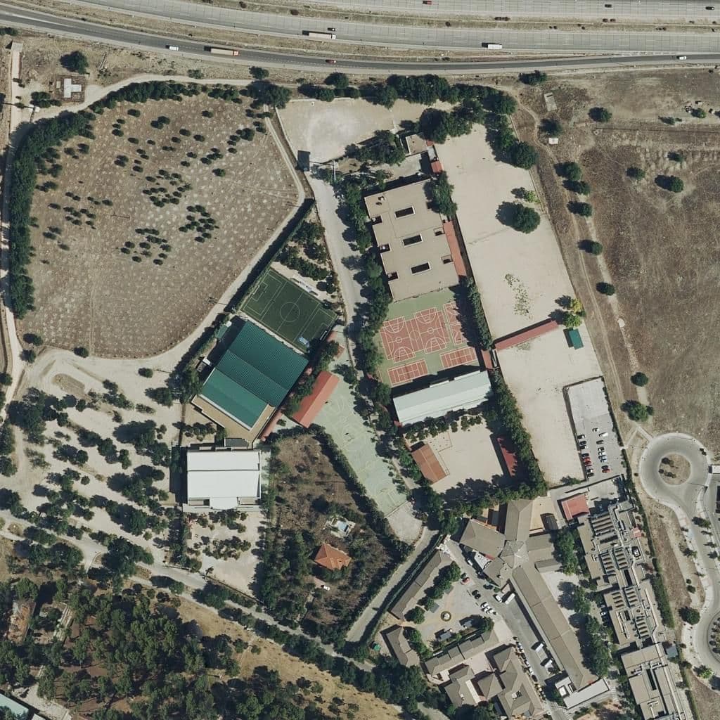 Aerial view of the grounds of Los Angeles