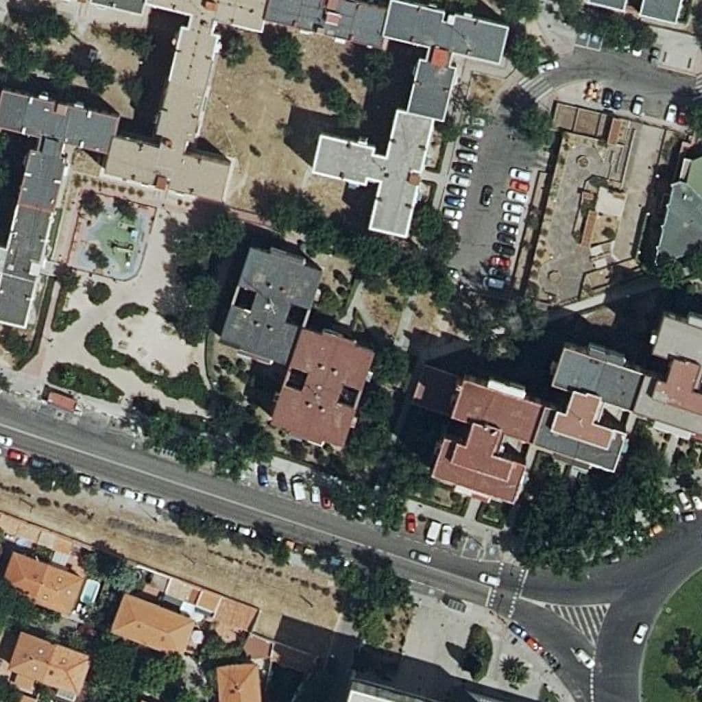 Aerial view of the grounds of Parroquial Santa Ana