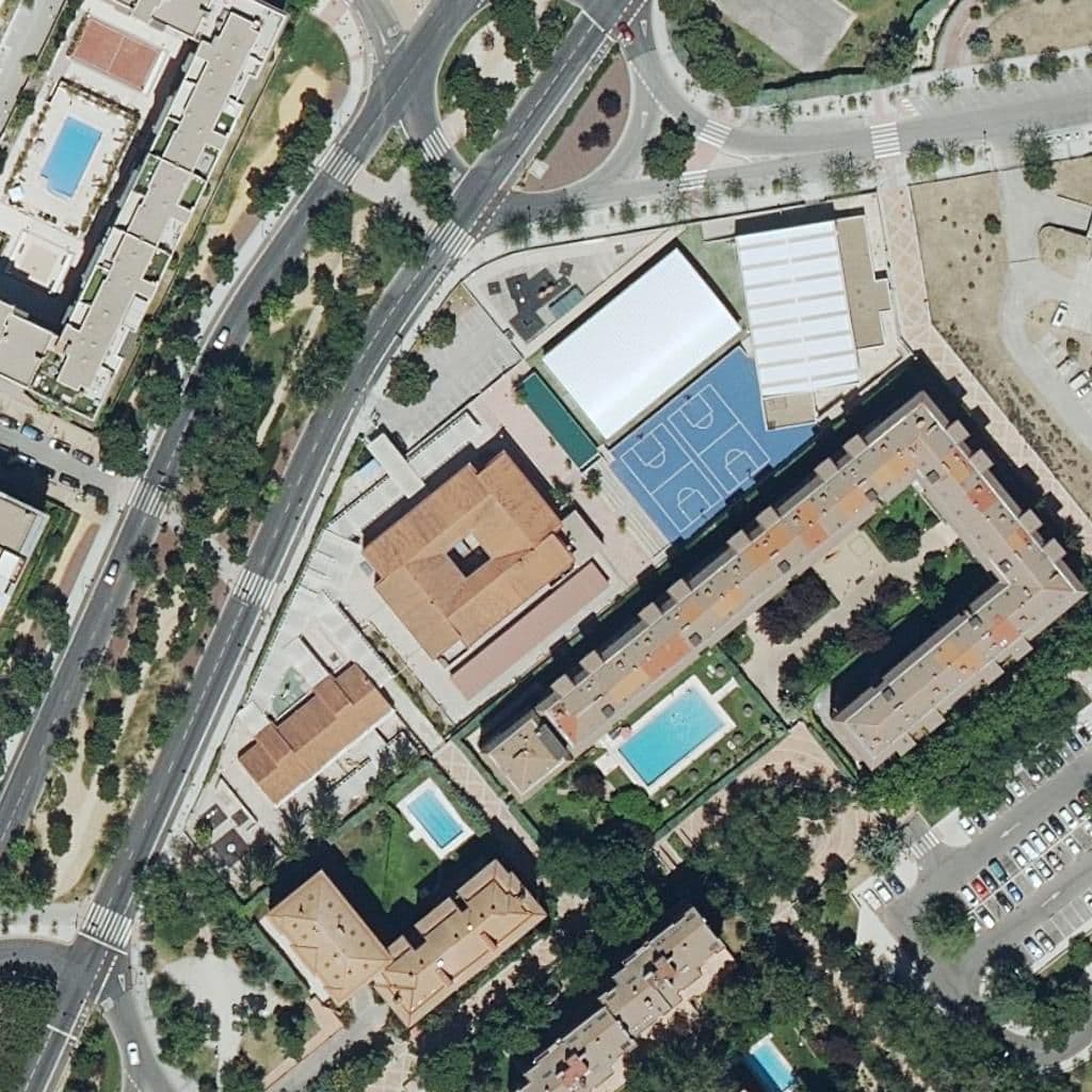Aerial view of the grounds of Ciudad De Columbia