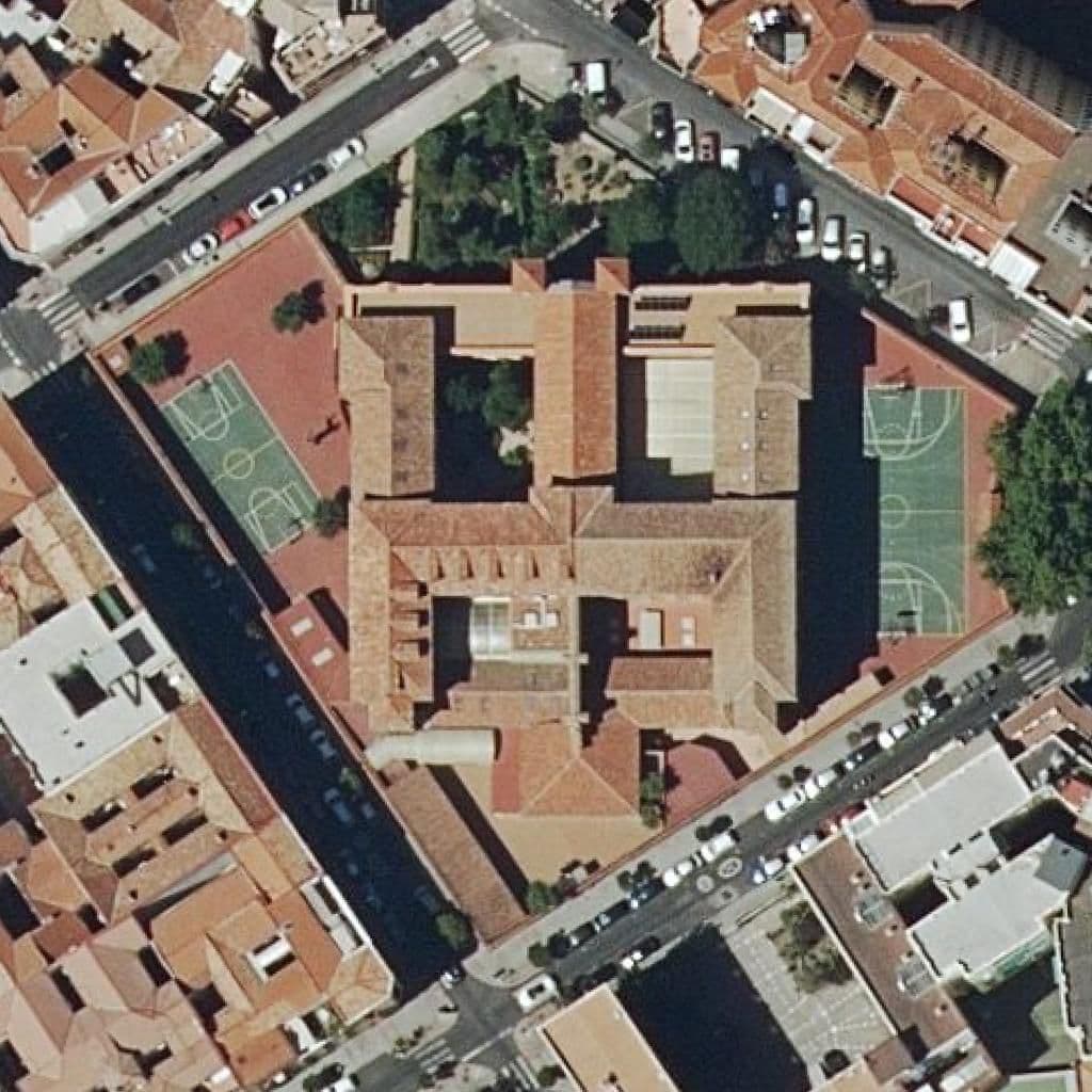 Aerial view of the grounds of Santa Susana