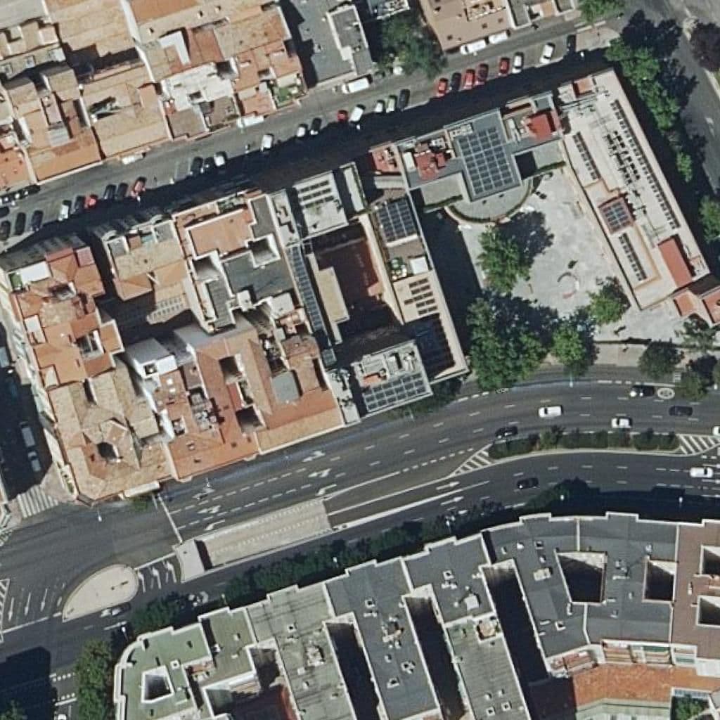 Aerial view of the grounds of E.u. De Enfermeria De La Cruz Roja
