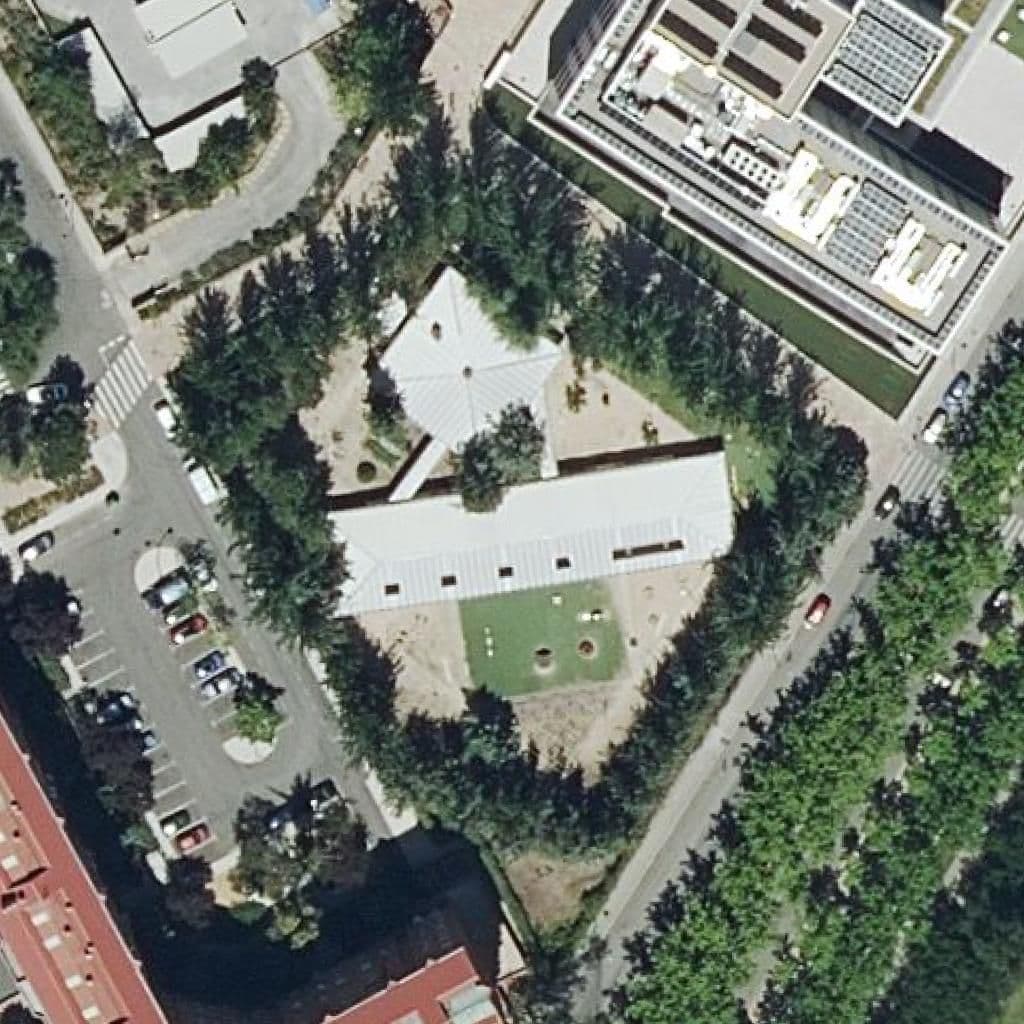 Aerial view of the grounds of El Olivo