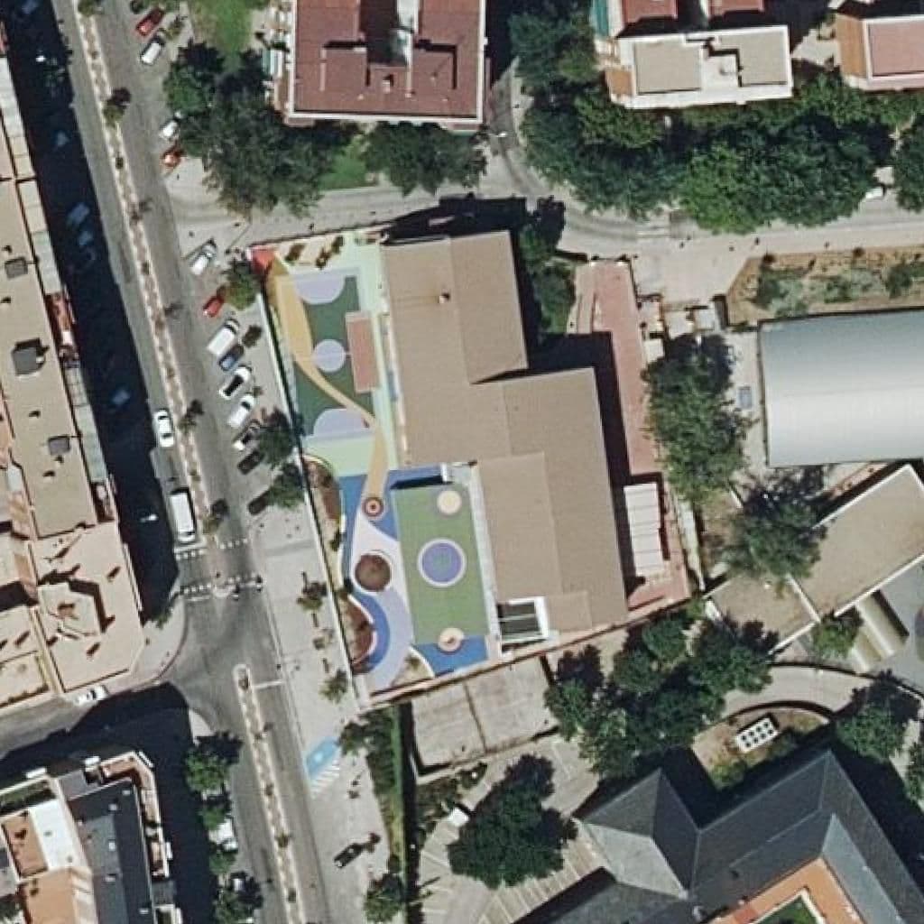 Aerial view of the grounds of Guindalera