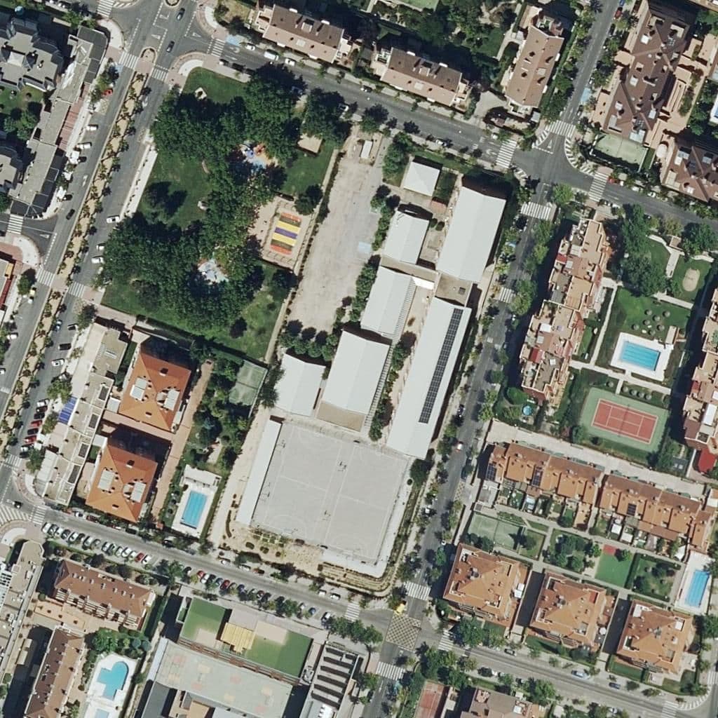 Aerial view of the grounds of Arquitecto Ventura Rodriguez