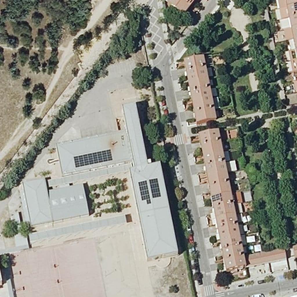 Aerial view of the grounds of E.o.i. De Tres Cantos
