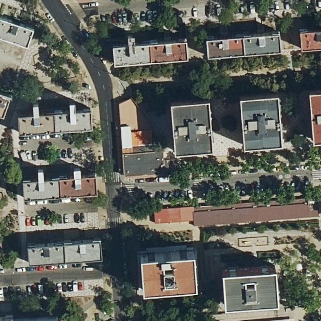 Aerial view of the grounds of Los Pitufos